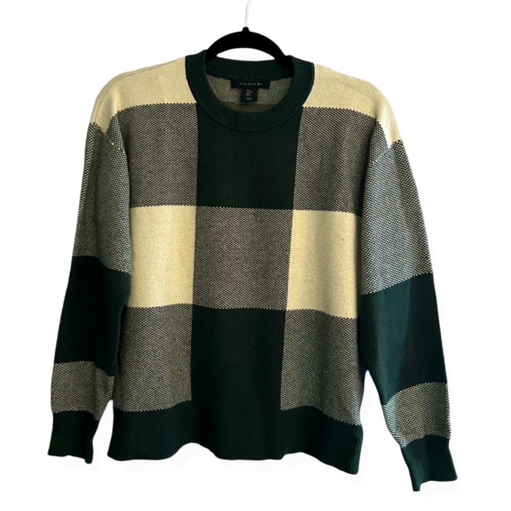Green and Cream Plaid Sweater